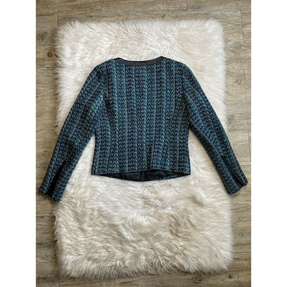 Hinge Seattle M Green Tweed Jacket Leather Trim - Picture 3 of 9